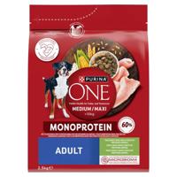 PURINA One Adult Medium/Maxi Monoprotein Rich in turkey - droog hondenvoer - 2,5kg