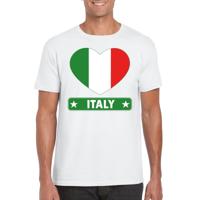 I love Italy - Italie - t-shirt - met hartjes vlag print - wit - voor heren supporters
