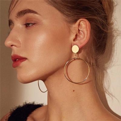 Geometrische grote ronde oorbellen grote holle daling Earrings(Gold)