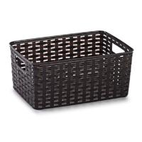 Opbergmand - 6x stuks - Kastmand - rotan kunststof - donkerbruin - 6 Liter - 19 x 29 x 13 cm