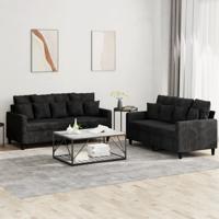 2-delige Loungeset met kussens fluweel zwart 2-delige Loungeset met kussens fluweel zwart