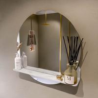 MONDIAZ SPOT spiegel rond 70cm met Spiegelplanchet kleur Opalo.
