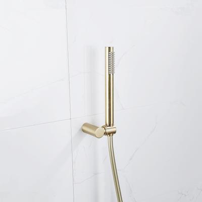 Fortifura Calvi Handdoucheset - 22.5cm - staaf - met houder - gladde slang - 150cm - Geborsteld Messing PVD (Goud) SW720570/SW720567/SW728176
