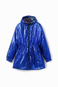 Metallic parka met capuchon - BLUE - S