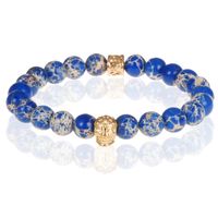 Blauwe kralen armband Natuursteen Doodshoofd - thumbnail