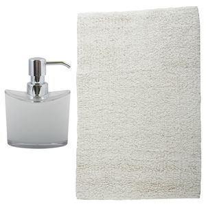 MSV badkamer droogloop mat/tapijt - Sienna - 40 x 60 cm - bijpassende kleur zeeppompje - wit