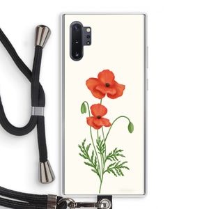 Red poppy: Samsung Galaxy Note 10 Plus Transparant Hoesje met koord