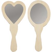 Creativ Company Versier je houten handspiegel, 2st. 25cm