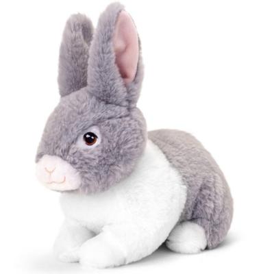 Keel Toys pluche Konijn - knuffeldier - grijs - zittend - 18 cm