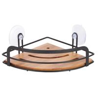 MSV Doucherekje - zwart - 21 x 21 cm - metaal/bamboe - luxe - badkamerrekje