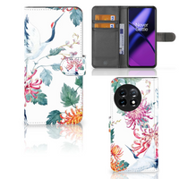 OnePlus 11 Telefoonhoesje met Pasjes Bird Flowers