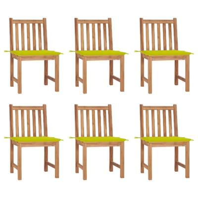 Tuinstoelen 6 st met kussens massief teakhout