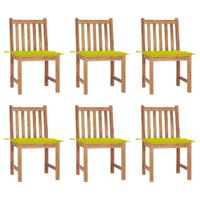 Tuinstoelen 6 st met kussens massief teakhout