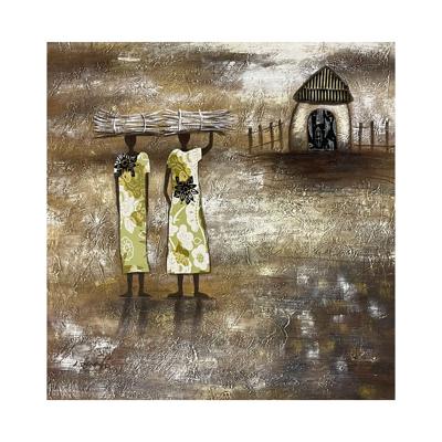 Canvas Schilderij Mondiart Afrikaanse Werkers