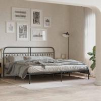 Bedframe met hoofdbord metaal zwart 200x200 cm