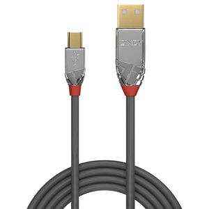 Lindy 36630 0.5m USB A Mini-USB B Mannelijk Mannelijk Grijs USB-kabel