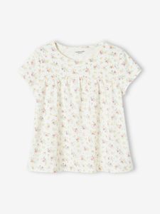 Blouse-T-shirt met bloemenprint voor meisjes ecru