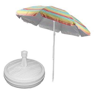 Tuin parasol - met vulbare parasolvoet - doek geel/oranje - D180 cm - polyester