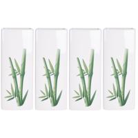 Luchtbevochtiger voor radiator - 8x - bamboe blad print - wit - dolomiet - 8 x 4 x 21 cm