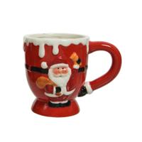 Kerst thema mok - rood - kerstman - keramiek - 13 x 9 x 10,5 cm - beker