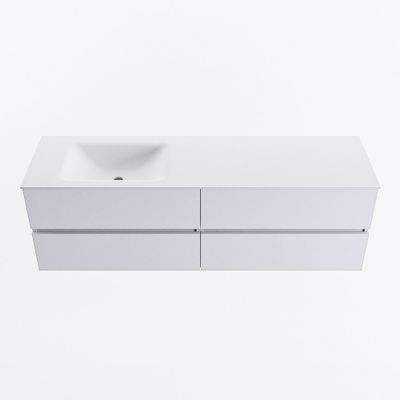 MONDIAZ VICA 160cm badmeubel onderkast Cale 4 lades. Wastafel CLOUD links 1 kraangat, kleur Talc.