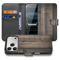 Apple iPhone 17 Pro Bookstyle Hoes Steigerhout Design Met 3 Pasjes