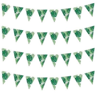 4x stuks groene DIY jungle/Hawaii thema feest vlaggenlijn 1,5 meter