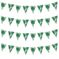 4x stuks groene DIY jungle/Hawaii thema feest vlaggenlijn 1,5 meter