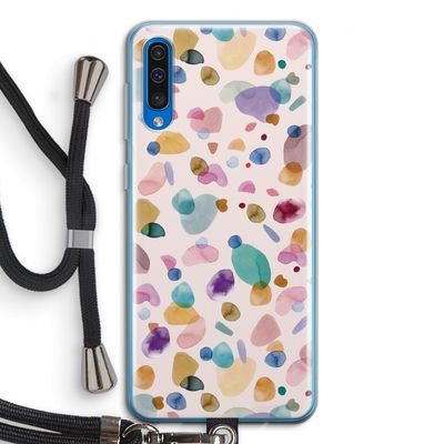 Terrazzo Memphis Pink: Samsung Galaxy A50 Transparant Hoesje met koord