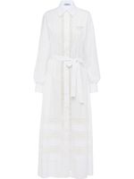 Prada robe-chemise longue à empiècements en dentelle - Blanc - thumbnail