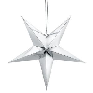 Kerstster - zilver - 30 cm - decoratie ster - karton - lampion - kerstversiering