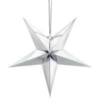 Kerstster - zilver - 30 cm - decoratie ster - karton - lampion - kerstversiering - thumbnail