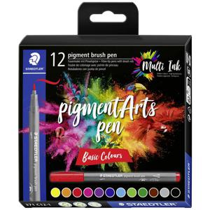 Staedtler pigment brush pen Basic Colours 371 C12-1 Fineliner Diverse kleuren 12 stuk(s)