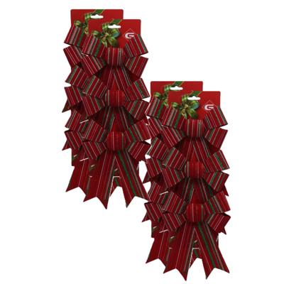Kerst ornamenten strikken - 12x st - donkerrood - 15 x 24 cm - strikjes/kerststrikjes