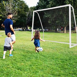 245 x 182 cm Voetbaldoel Weerbestendig Voetbalnet & UPVC-Frame met Grondpennen en Kegels voor Training Thuis en in de Tuin