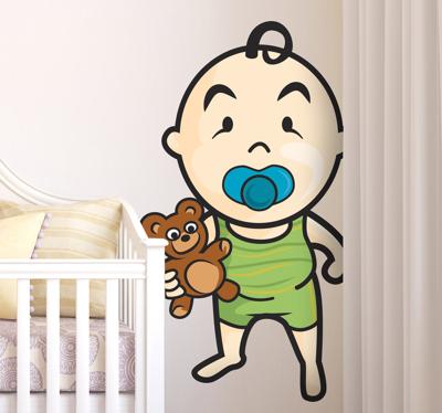 Sticker kinderkamer baby tutter knuffel