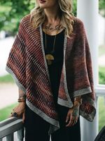 Ethnic Style Retro Gradient Woolen Scarf Autumn Winter Warmth Thickening Accessories - thumbnail