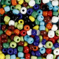 Creativ Company Rocailles, d 4 mm, afm 6/0, gatgrootte 0,9-1,2 mm, diverse kleuren, 130 gr/ 1 doos