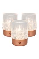 Lucide LILY - Oplaadbare Tafellamp - Accu/Batterij - Ø 8 cm - LED 3 StepDim - 1x3W 2700K/3000K - Koper - Set van 3
