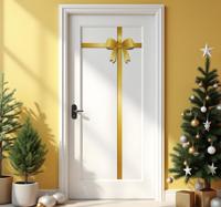 Deur gouden lint kerst sticker