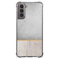 Samsung Galaxy S21 Stevig Telefoonhoesje Wood Concrete - thumbnail