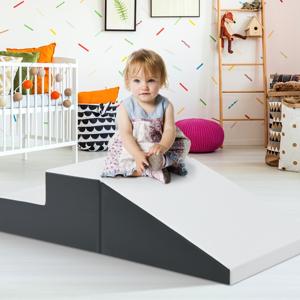 2st Zachte Bouwstenen Schuim Peuter Trap Helling Klimmen Speelgoed Wit + Grijs