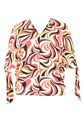 Yoek Blouse V-hals bows BONNY | Roze | Maat 54/56