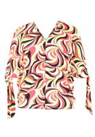 Yoek Blouse V-hals bows BONNY | Roze | Maat 54/56