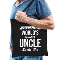 Worlds greatest UNCLE oom cadeau tas zwart voor heren - thumbnail