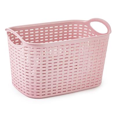 Plasticforte opbergmand - kastmandje - 6,4 liter - roze - kunststof - 19 x 29 x 18 cm