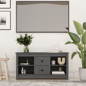 Tv-meubel 103x36,5x52 cm massief grenenhout grijs