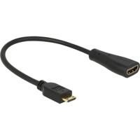 DeLOCK mini hdmi c > hdmi a adapter (zwart, 0,23 meter)