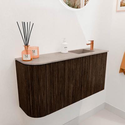 Toiletmeubel Mondiaz Joya Dlux | 81.6 cm | Meubelkleur Walnut | Faye wastafel Saba Wasbak Rechts | 1 kraangat
