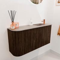 Toiletmeubel Mondiaz Joya Dlux | 81.6 cm | Meubelkleur Walnut | Faye wastafel Saba Wasbak Rechts | 1 kraangat